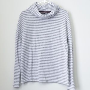 **3/$25** Brushed Soft Gray and Burgundy Cowl-neck Sweatshirt - XL